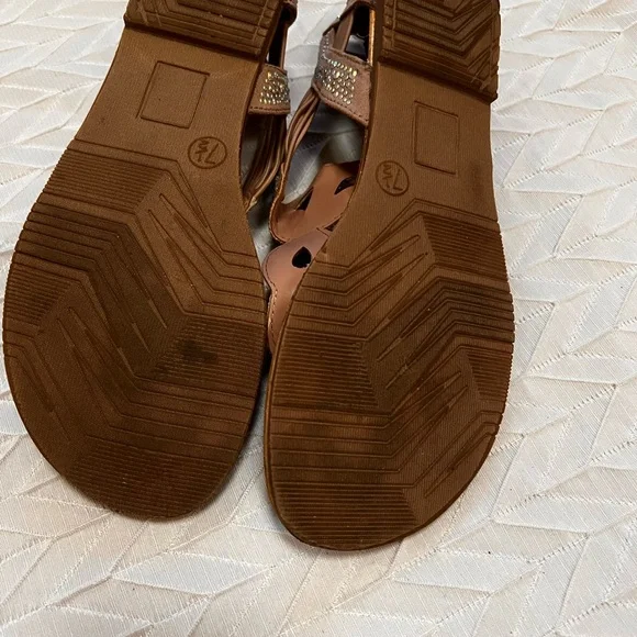 Candie's Tan Sandals with Rhinestone Accents - Picture 4 of 6